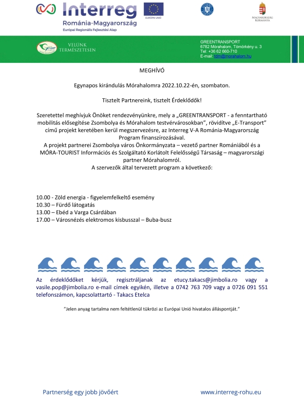 Egynapos kirándulás Mórahalomra 2022.10.22-én, szombaton.