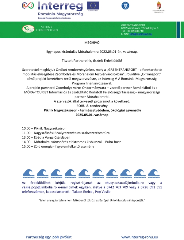 Egynapos kirándulás Mórahalomra 2022.05.01-én, vasárnap.