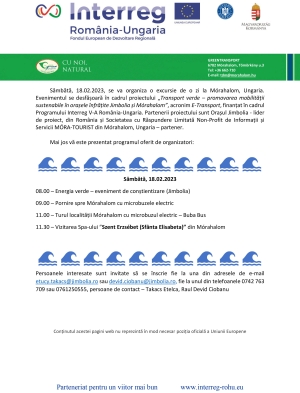 Sâmbătă, 18.02.2023, se va organiza o excursie de o zi la Mórahalom, Ungaria.