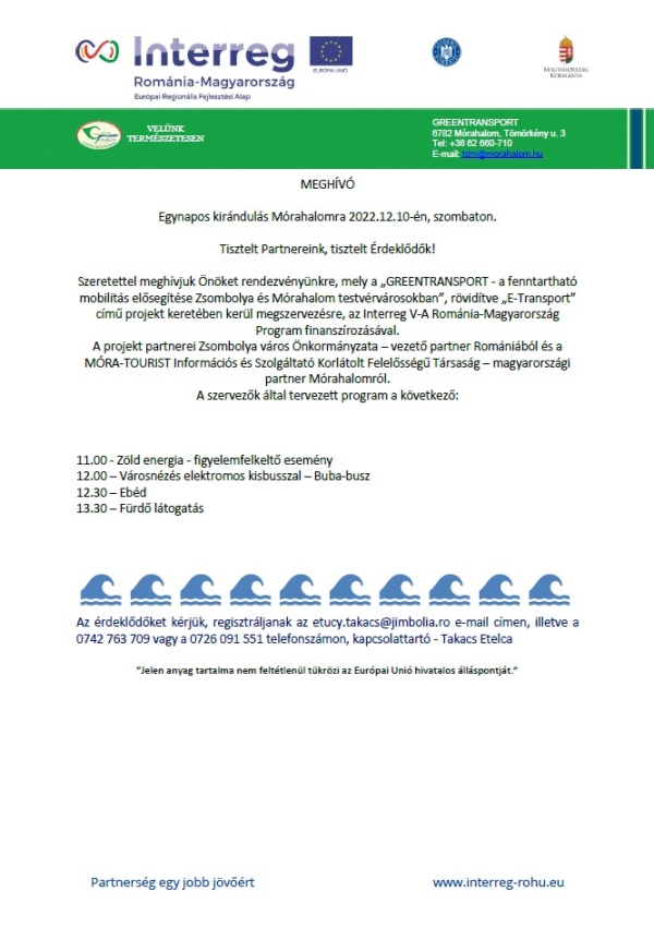 Egynapos kirándulás Mórahalomra 2022.12.10-én, szombaton.