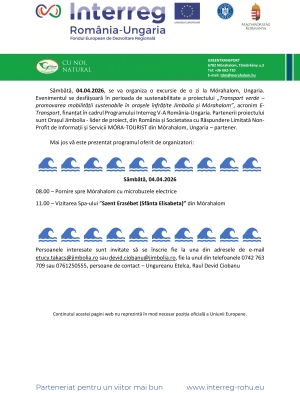 Sâmbătă, 04.04.2026, se va organiza o excursie de o zi la Mórahalom, Ungaria.