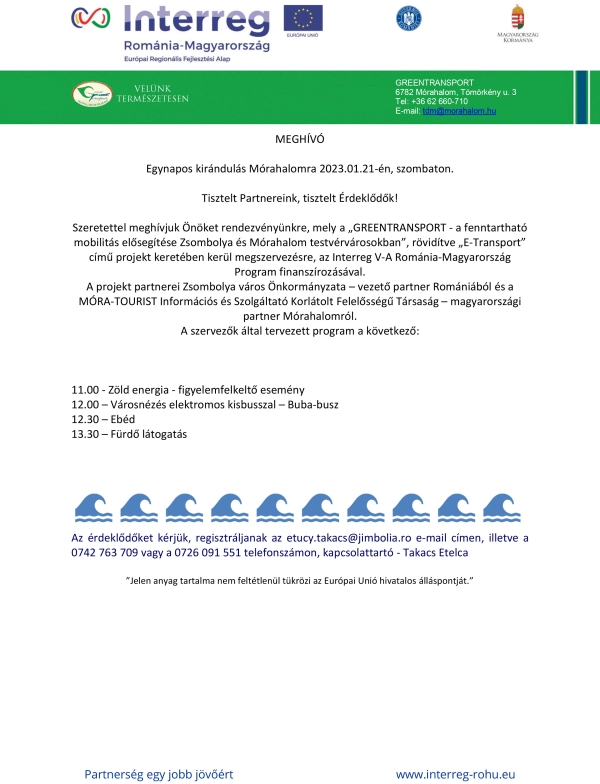 Egynapos kirándulás Mórahalomra 2023.01.21-én, szombaton.