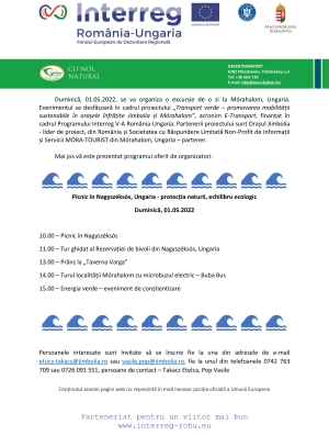 Duminică, 01.05.2022, se va organiza o excursie de o zi la Mórahalom, Ungaria.