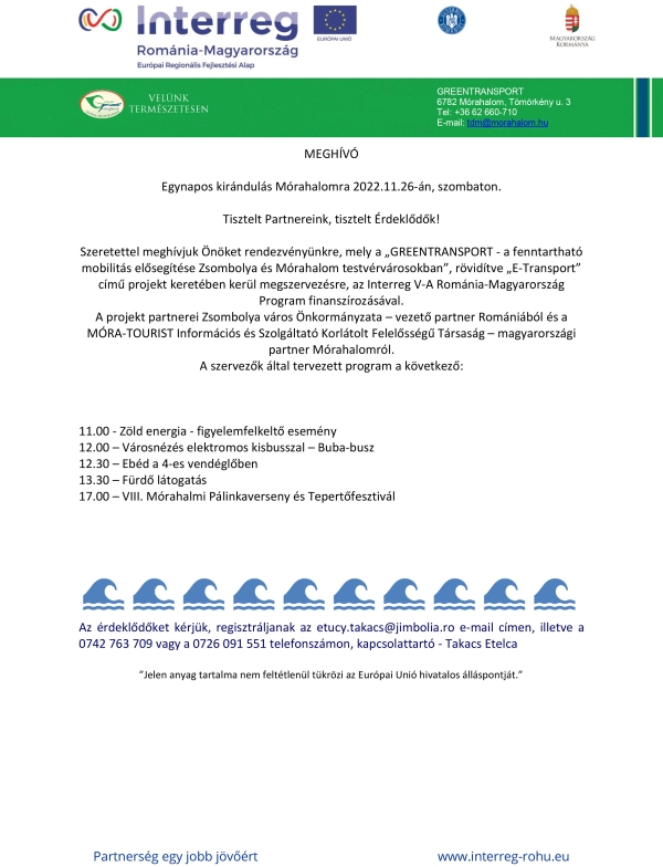 Egynapos kirándulás Mórahalomra 2022.11.26-én, szombaton.