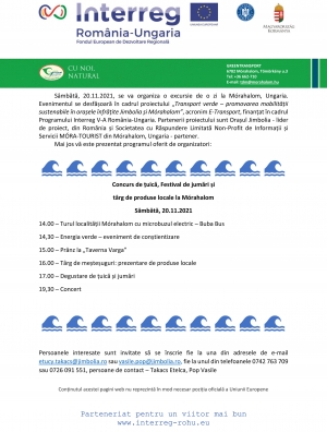 Sâmbătă, 20.11.2021, se va organiza o excursie de o zi la Mórahalom, Ungaria.