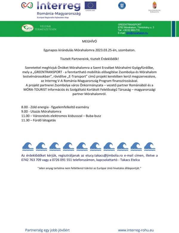 Egynapos kirándulás Mórahalomra 2023.03.25-én, szombaton.