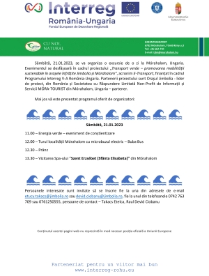 Sâmbătă, 21.01.2023, se va organiza o excursie de o zi la Mórahalom, Ungaria.