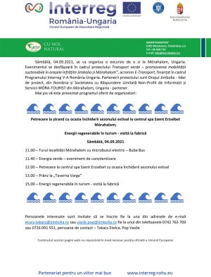 Sâmbătă, 04.09. 2021, se va organiza o excursie de o zi la Mórahalom, Ungaria.