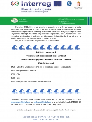 Duminică, 29.08.2021, se va organiza o excursie de o zi la Mórahalom, Ungaria.